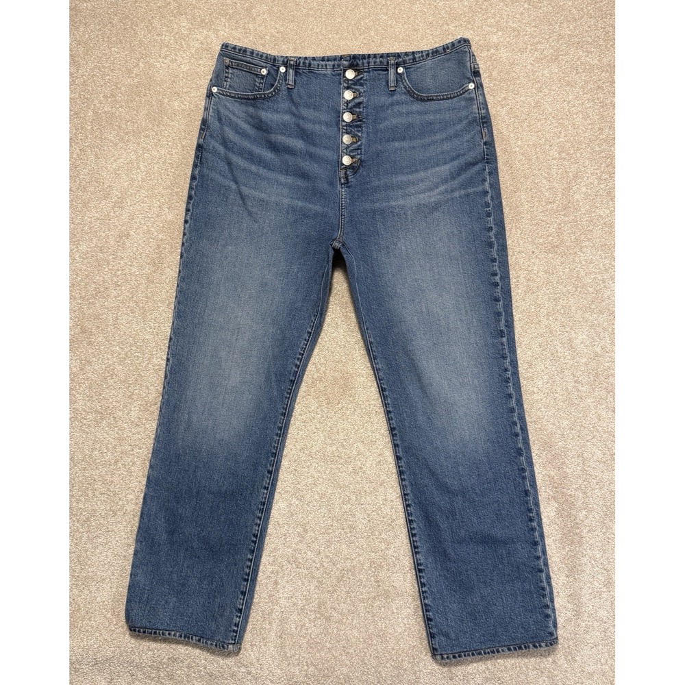 Madewell Jeans 90's Straight Women Size 32 Elastic Waist Button Fly High Rise